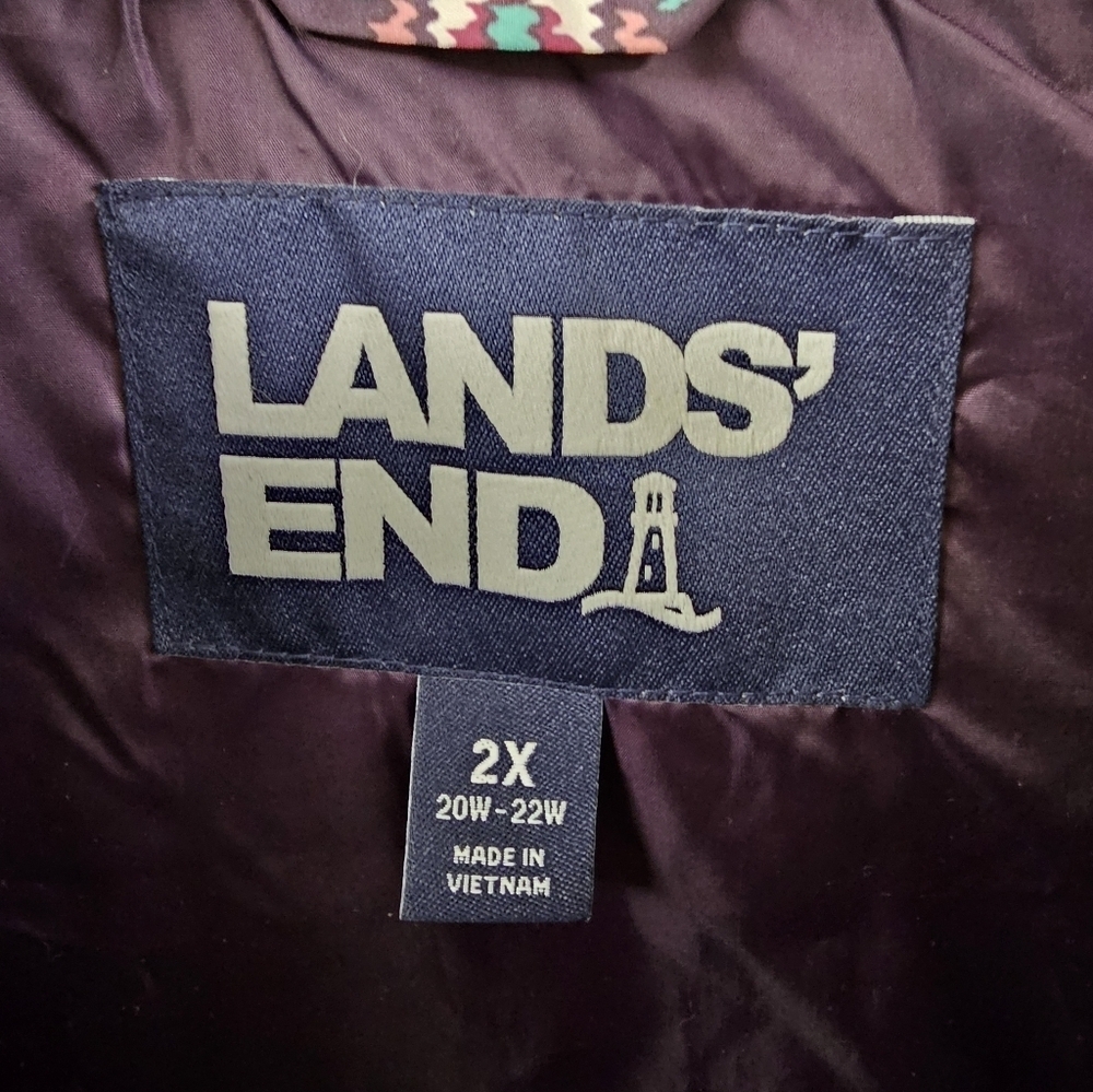 Lands' End Down Puffer Vest Womens 2X Fair Isle Bear Moose Multicolor CJ-1821 - Picture 5 of 9